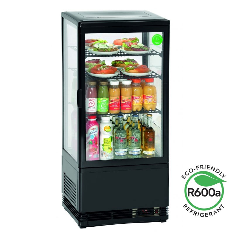 Επαγγελματικό Ψυγείο - Βιτρίνα συντήρησης πανοραμική επιτραπέζια 1 Πόρτα MINI COOLER BLACK / LPR-78LB