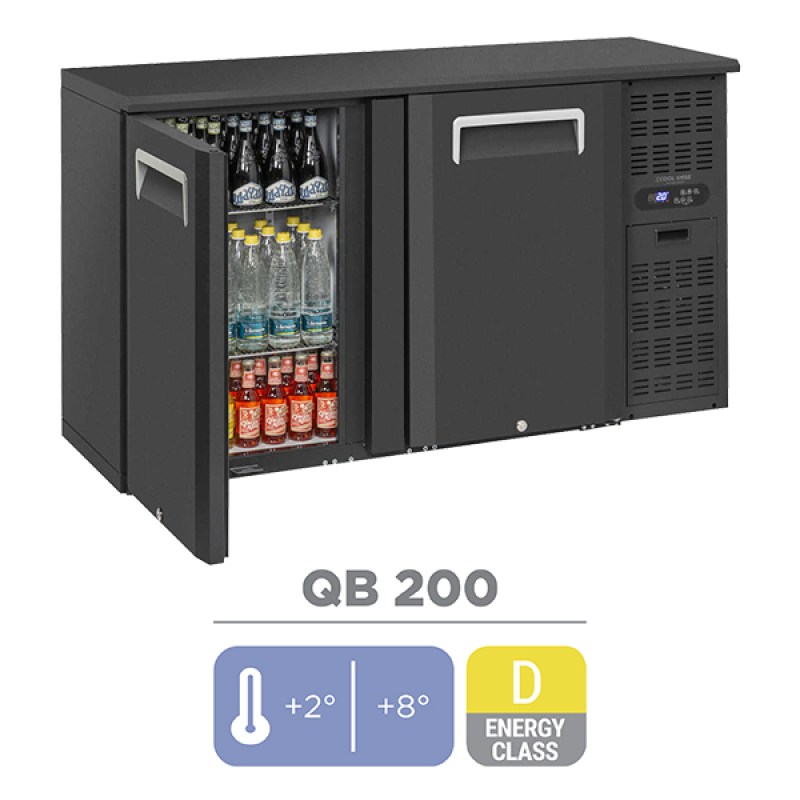 Ψυγείο Μαύρο Ματ 2 Πόρτες Cool Head QB 200