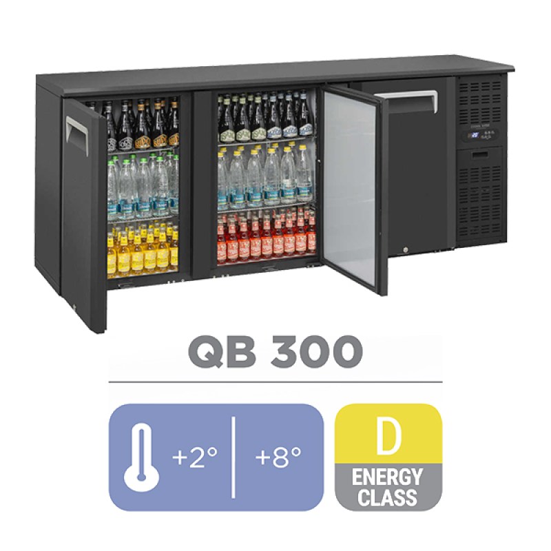 Ψυγείο Μαύρο Ματ 3 Πόρτες Cool Head QB 300